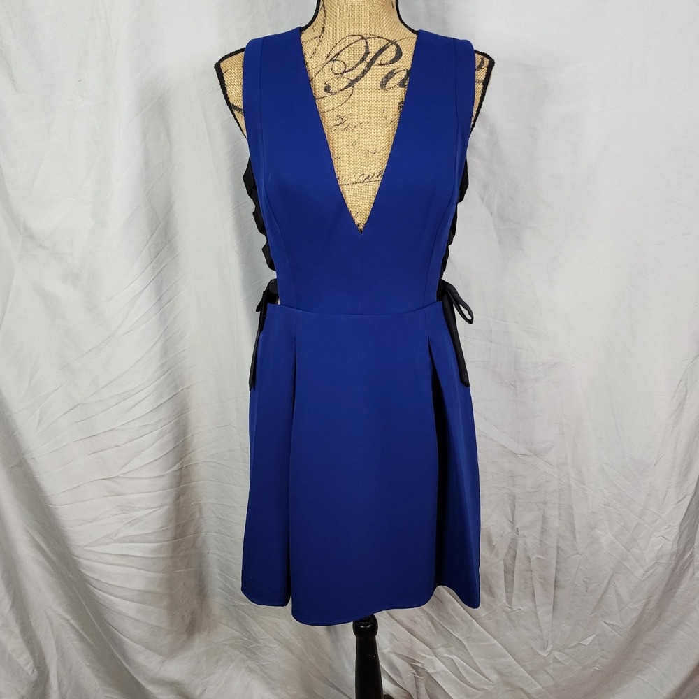 BCBGMaxAzria Royal Blue V-Neck Fit & Flare Dress